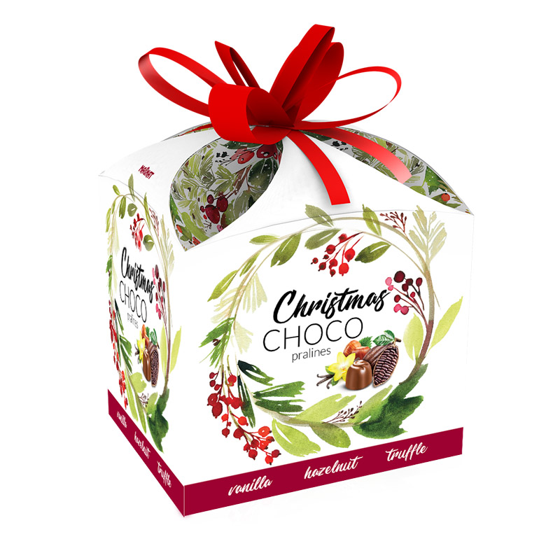 Chocolate pralines for Christmas in a gift box