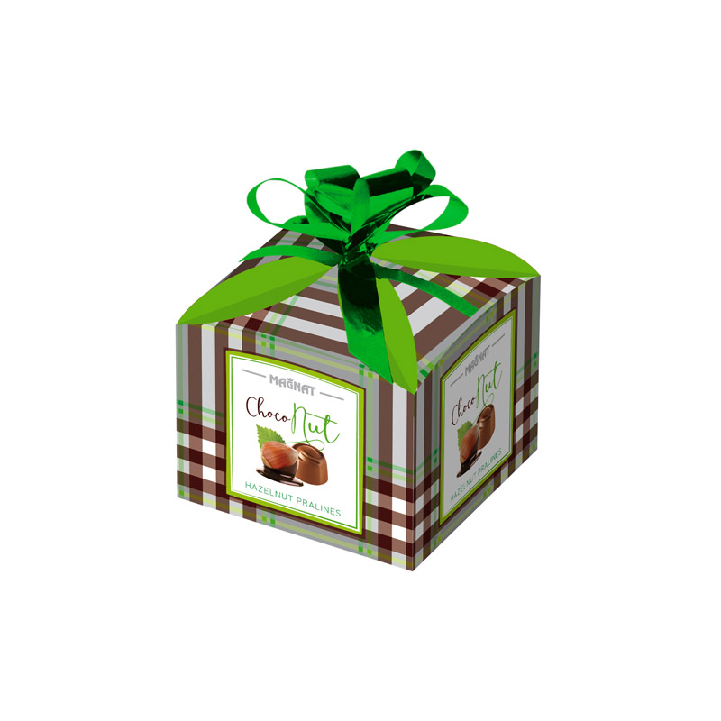 Choco hazelnut pralines in a small gift box
