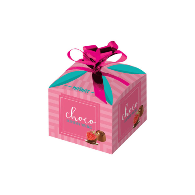 Chocolate pralines box with a bow by Magnat