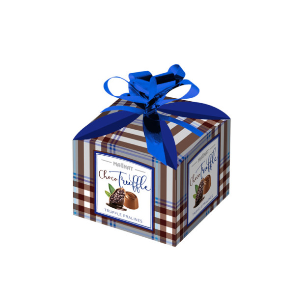 Choco Truffle pralines in a small gift box with a bow