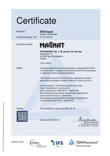 Magnat IFS Food Certificate 2023